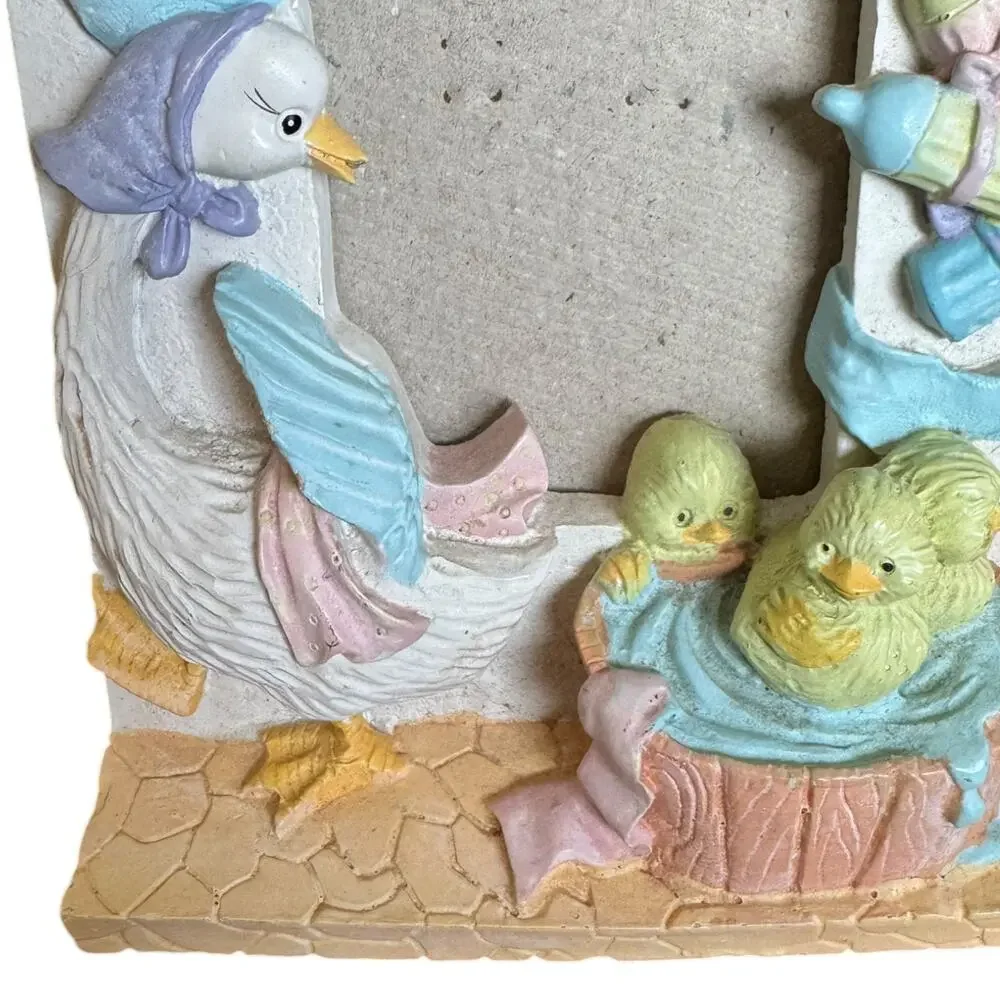 Vintage Style Baby Chick Duck Ceramic Photo Frame Pastel Nursery Decor